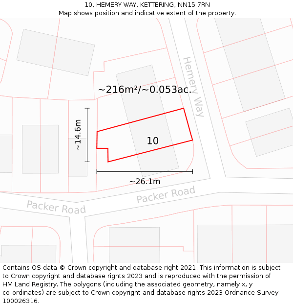 10, HEMERY WAY, KETTERING, NN15 7RN: Plot and title map