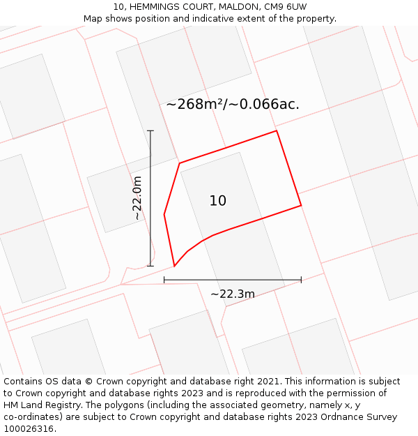 10, HEMMINGS COURT, MALDON, CM9 6UW: Plot and title map