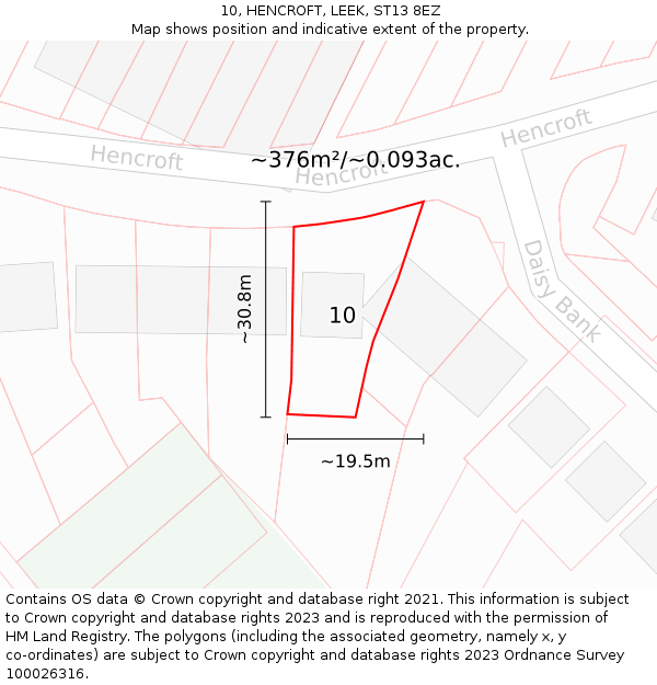 10, HENCROFT, LEEK, ST13 8EZ: Plot and title map