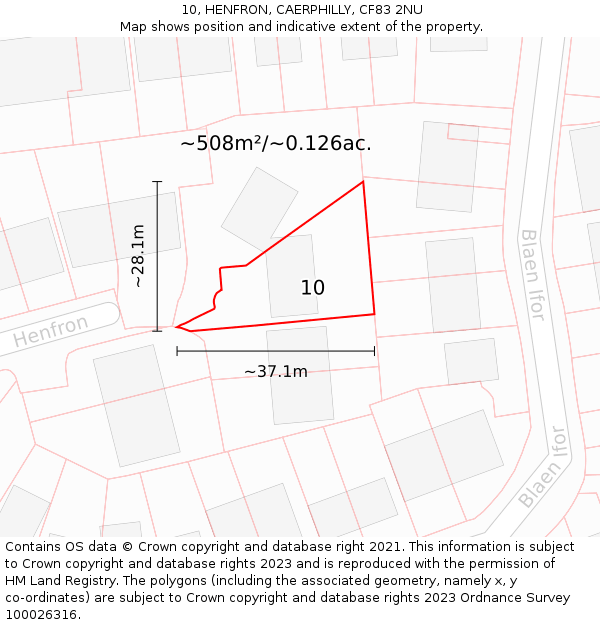 10, HENFRON, CAERPHILLY, CF83 2NU: Plot and title map