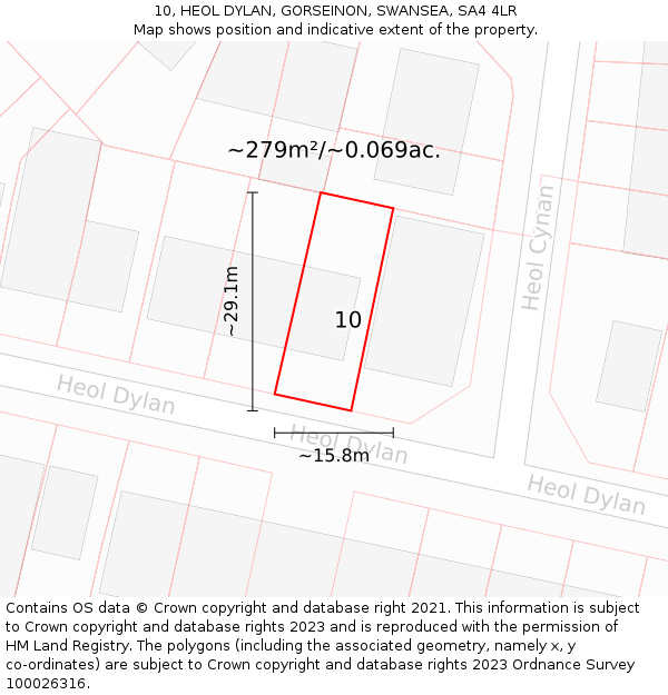 10, HEOL DYLAN, GORSEINON, SWANSEA, SA4 4LR: Plot and title map
