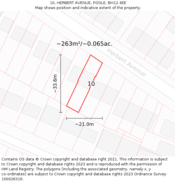 10, HERBERT AVENUE, POOLE, BH12 4EE: Plot and title map