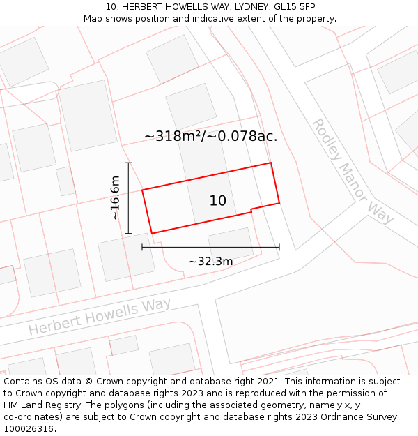 10, HERBERT HOWELLS WAY, LYDNEY, GL15 5FP: Plot and title map