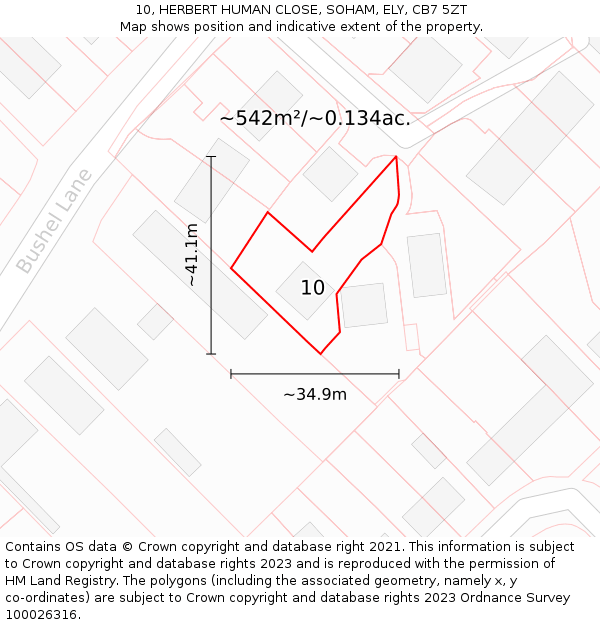 10, HERBERT HUMAN CLOSE, SOHAM, ELY, CB7 5ZT: Plot and title map