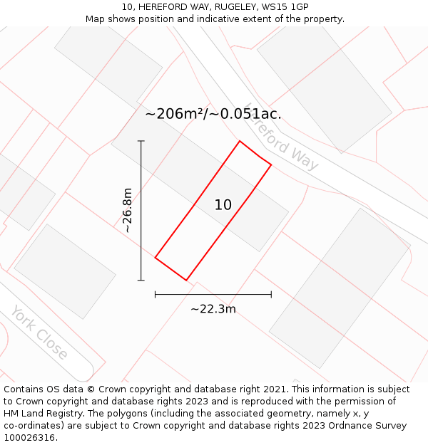 10, HEREFORD WAY, RUGELEY, WS15 1GP: Plot and title map