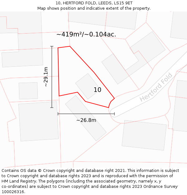 10, HERTFORD FOLD, LEEDS, LS15 9ET: Plot and title map