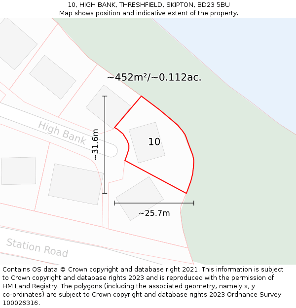 10, HIGH BANK, THRESHFIELD, SKIPTON, BD23 5BU: Plot and title map