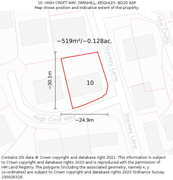 10, HIGH CROFT WAY, FARNHILL, KEIGHLEY, BD20 9AP: Plot and title map