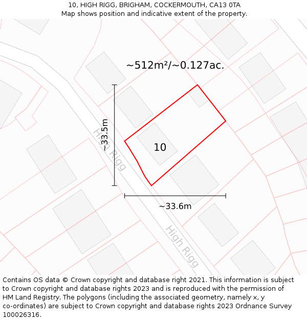 10, HIGH RIGG, BRIGHAM, COCKERMOUTH, CA13 0TA: Plot and title map