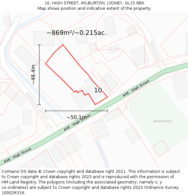 10, HIGH STREET, AYLBURTON, LYDNEY, GL15 6BX: Plot and title map