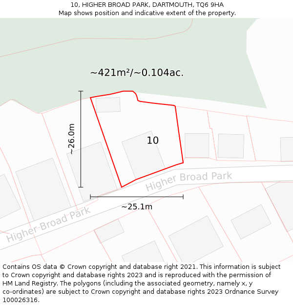 10, HIGHER BROAD PARK, DARTMOUTH, TQ6 9HA: Plot and title map