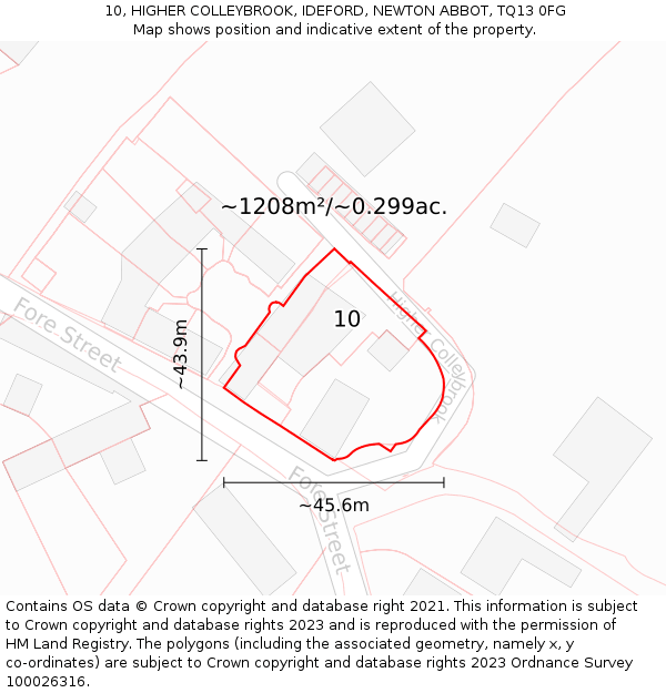 10, HIGHER COLLEYBROOK, IDEFORD, NEWTON ABBOT, TQ13 0FG: Plot and title map