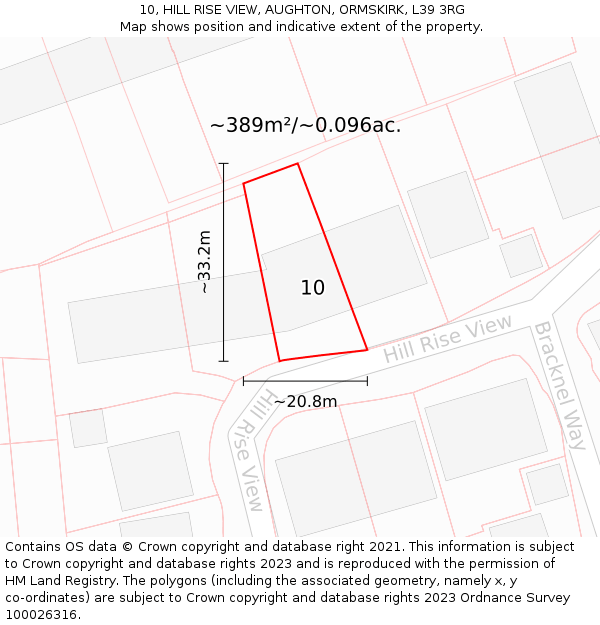 10, HILL RISE VIEW, AUGHTON, ORMSKIRK, L39 3RG: Plot and title map
