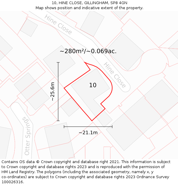 10, HINE CLOSE, GILLINGHAM, SP8 4GN: Plot and title map