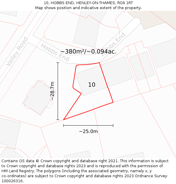 10, HOBBS END, HENLEY-ON-THAMES, RG9 1RT: Plot and title map