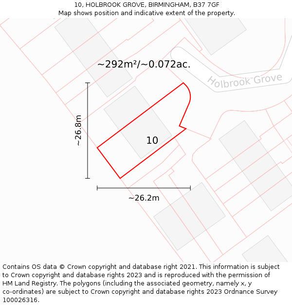 10, HOLBROOK GROVE, BIRMINGHAM, B37 7GF: Plot and title map