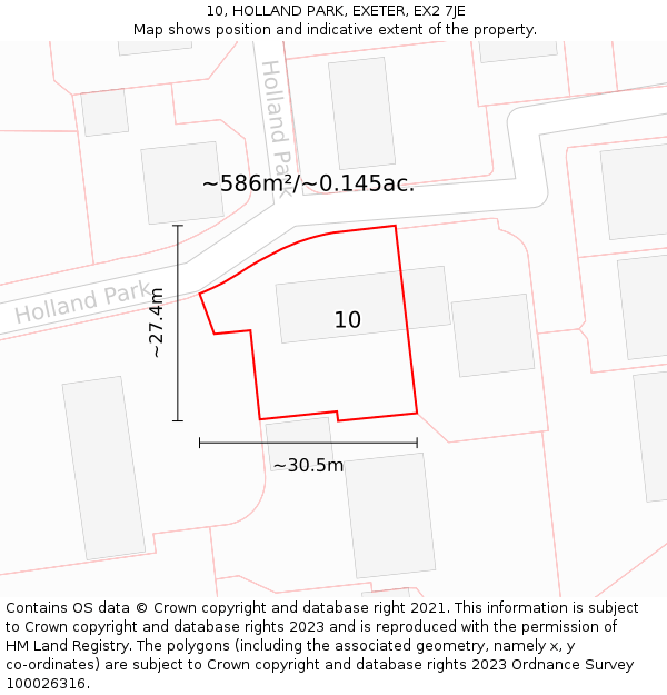 10, HOLLAND PARK, EXETER, EX2 7JE: Plot and title map