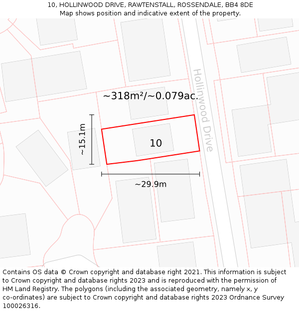 10, HOLLINWOOD DRIVE, RAWTENSTALL, ROSSENDALE, BB4 8DE: Plot and title map