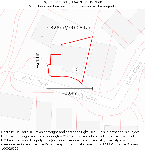 10, HOLLY CLOSE, BRACKLEY, NN13 6PF: Plot and title map