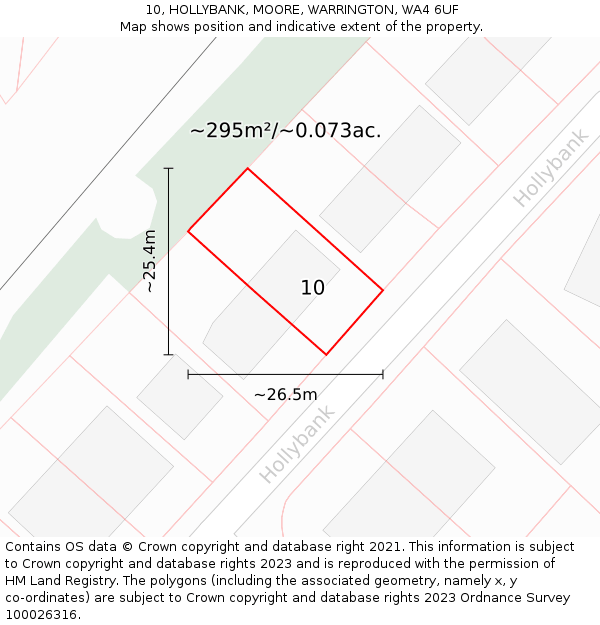 10, HOLLYBANK, MOORE, WARRINGTON, WA4 6UF: Plot and title map