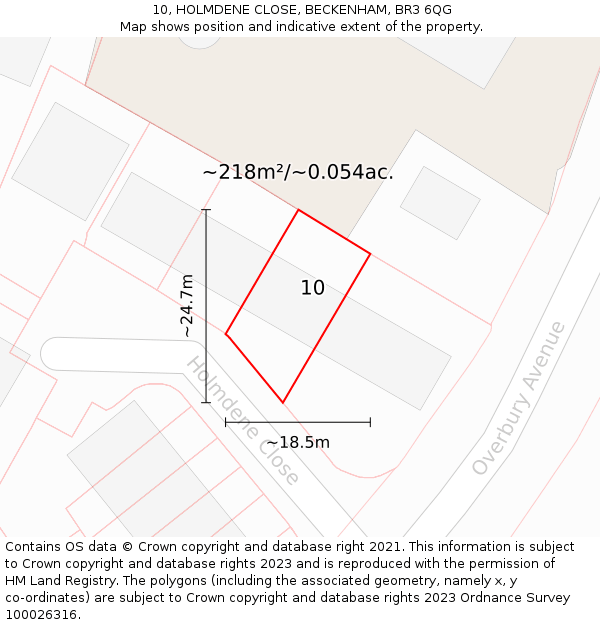 10, HOLMDENE CLOSE, BECKENHAM, BR3 6QG: Plot and title map