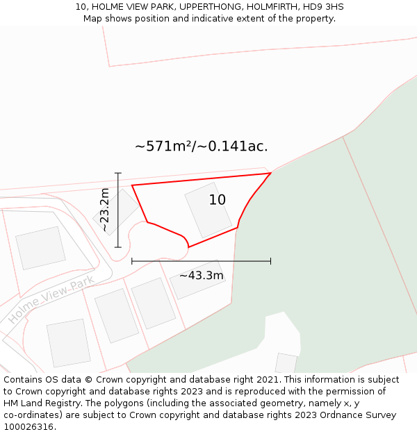 10, HOLME VIEW PARK, UPPERTHONG, HOLMFIRTH, HD9 3HS: Plot and title map