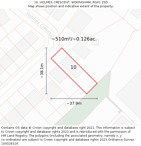 10, HOLMES CRESCENT, WOKINGHAM, RG41 2SD: Plot and title map