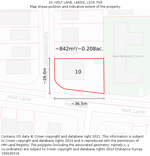 10, HOLT LANE, LEEDS, LS16 7NX: Plot and title map