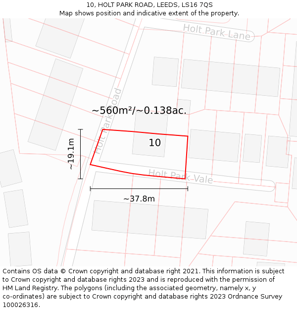10, HOLT PARK ROAD, LEEDS, LS16 7QS: Plot and title map