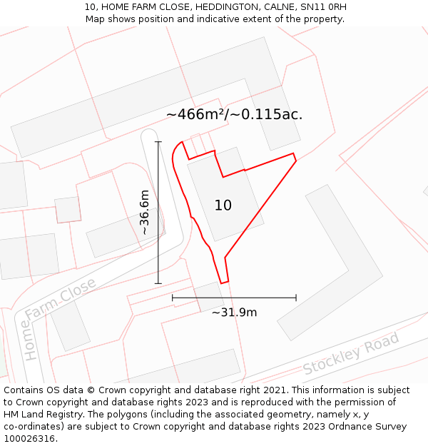 10, HOME FARM CLOSE, HEDDINGTON, CALNE, SN11 0RH: Plot and title map