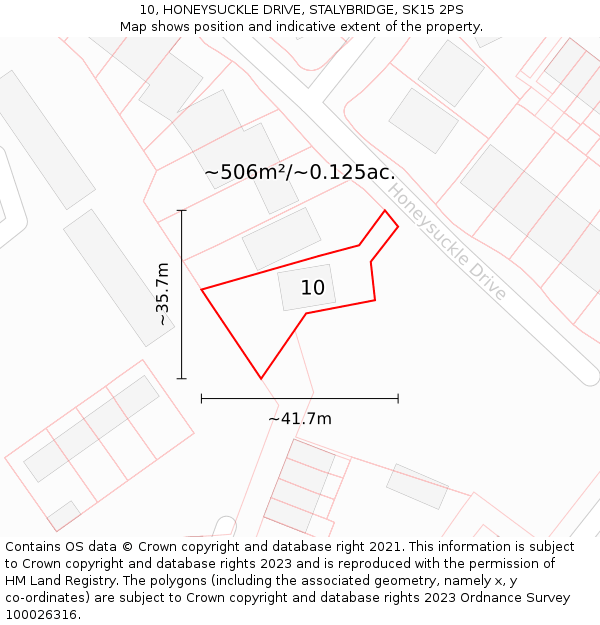 10, HONEYSUCKLE DRIVE, STALYBRIDGE, SK15 2PS: Plot and title map