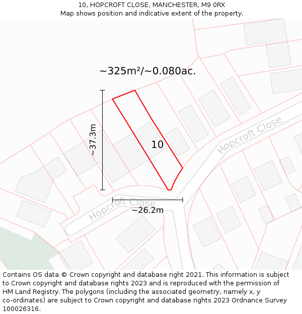 10, HOPCROFT CLOSE, MANCHESTER, M9 0RX: Plot and title map