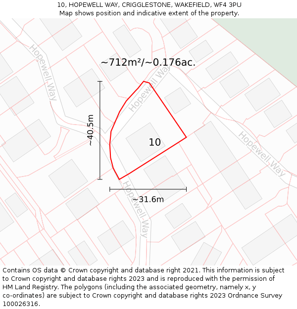 10, HOPEWELL WAY, CRIGGLESTONE, WAKEFIELD, WF4 3PU: Plot and title map
