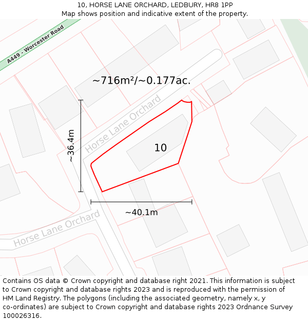 10, HORSE LANE ORCHARD, LEDBURY, HR8 1PP: Plot and title map