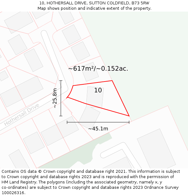10, HOTHERSALL DRIVE, SUTTON COLDFIELD, B73 5RW: Plot and title map