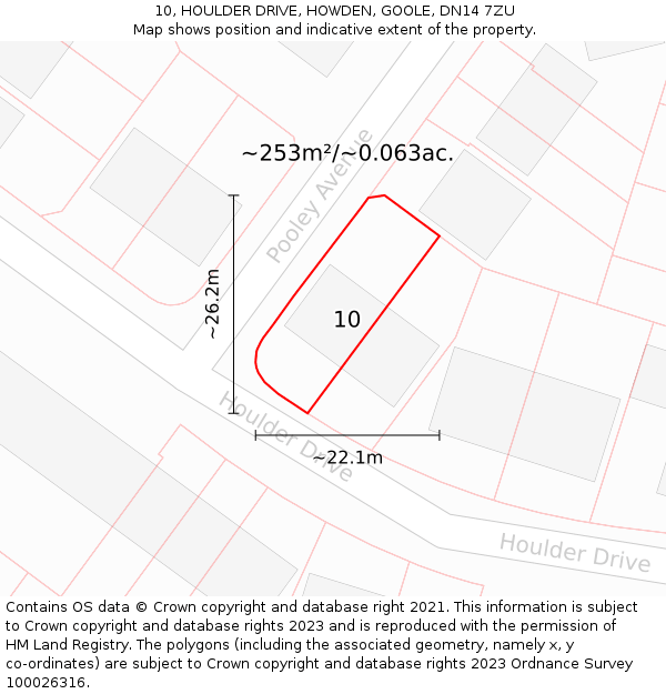 10, HOULDER DRIVE, HOWDEN, GOOLE, DN14 7ZU: Plot and title map
