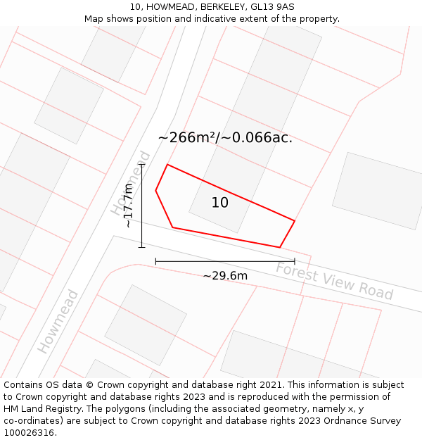 10, HOWMEAD, BERKELEY, GL13 9AS: Plot and title map
