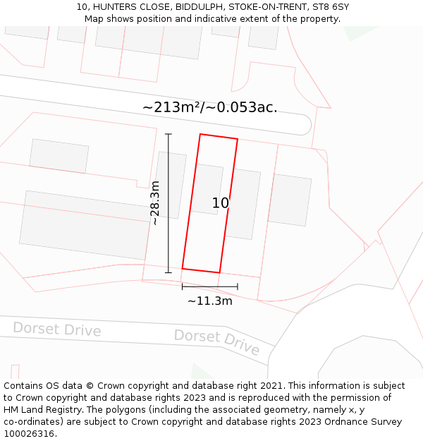 10, HUNTERS CLOSE, BIDDULPH, STOKE-ON-TRENT, ST8 6SY: Plot and title map
