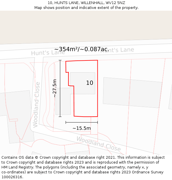 10, HUNTS LANE, WILLENHALL, WV12 5NZ: Plot and title map