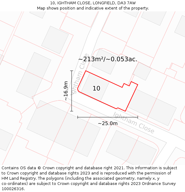 10, IGHTHAM CLOSE, LONGFIELD, DA3 7AW: Plot and title map