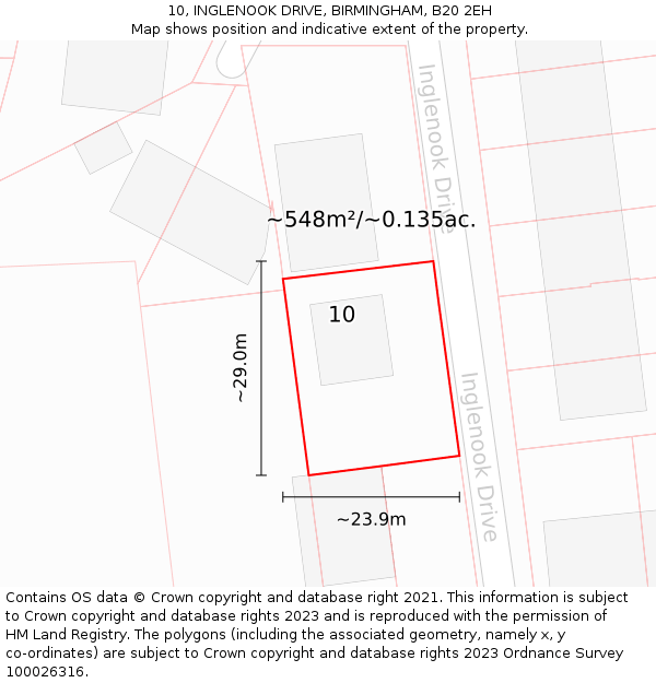 10, INGLENOOK DRIVE, BIRMINGHAM, B20 2EH: Plot and title map
