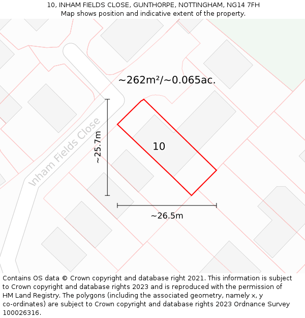 10, INHAM FIELDS CLOSE, GUNTHORPE, NOTTINGHAM, NG14 7FH: Plot and title map