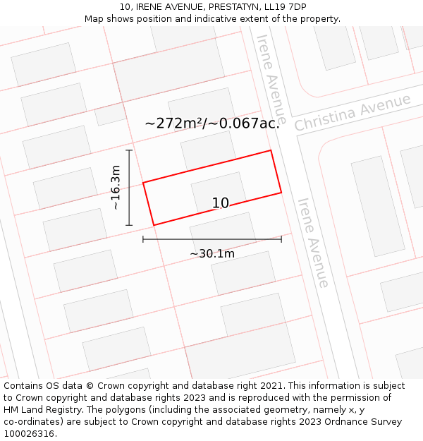 10, IRENE AVENUE, PRESTATYN, LL19 7DP: Plot and title map