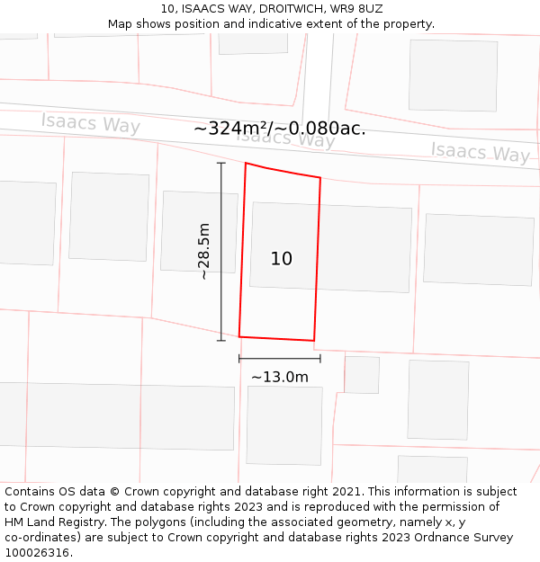 10, ISAACS WAY, DROITWICH, WR9 8UZ: Plot and title map