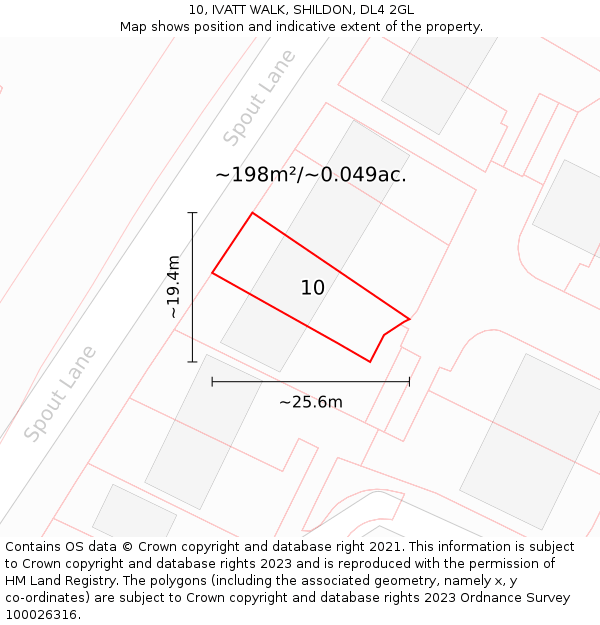 10, IVATT WALK, SHILDON, DL4 2GL: Plot and title map