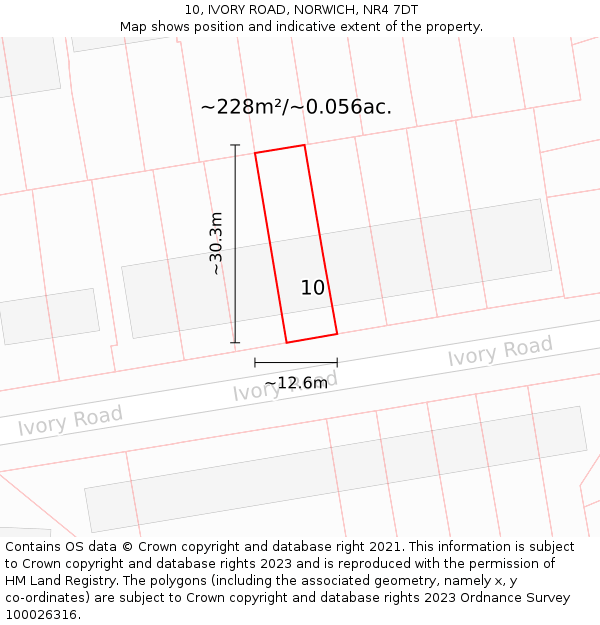 10, IVORY ROAD, NORWICH, NR4 7DT: Plot and title map