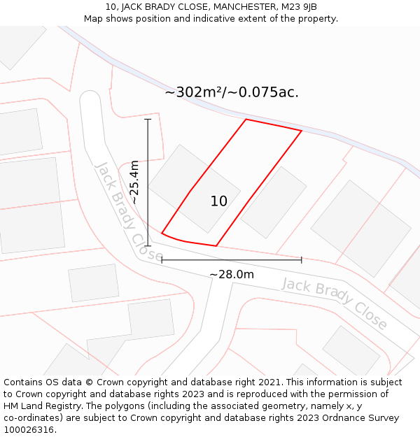 10, JACK BRADY CLOSE, MANCHESTER, M23 9JB: Plot and title map