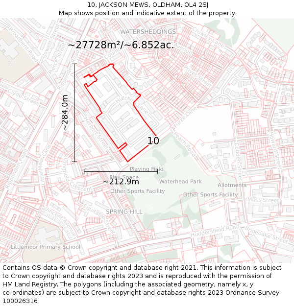 10, JACKSON MEWS, OLDHAM, OL4 2SJ: Plot and title map