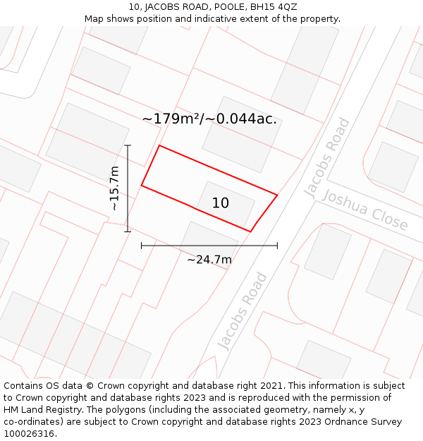 10, JACOBS ROAD, POOLE, BH15 4QZ: Plot and title map
