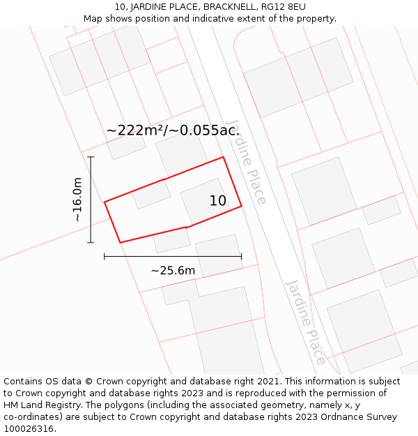 10, JARDINE PLACE, BRACKNELL, RG12 8EU: Plot and title map